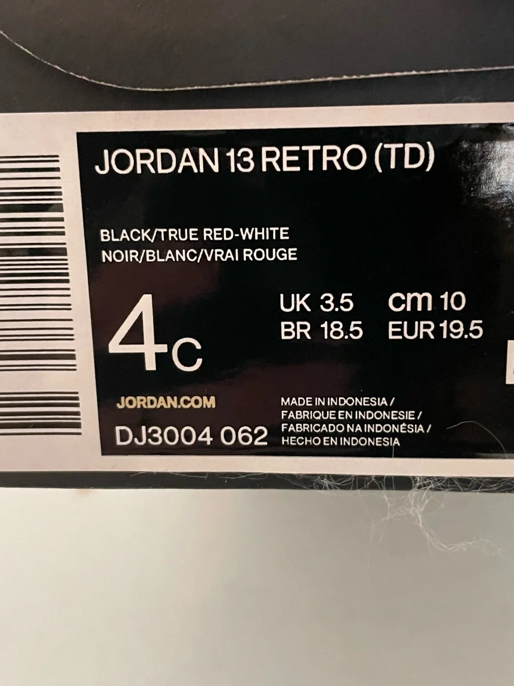 Jordan 13 Retro (td) 4c Black-true Red-white